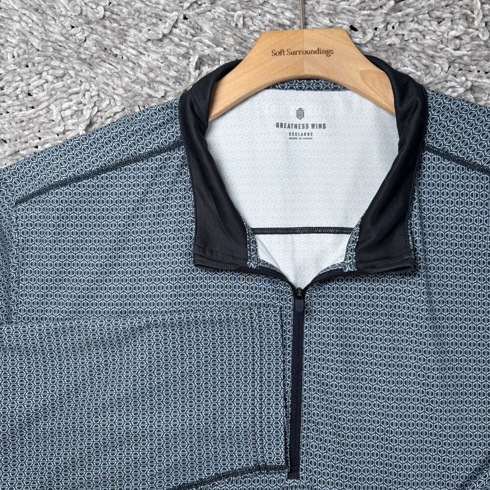 Greatness Wins Core Tech 1/4 Zip Activewear Top Mens 3XL Long Sleeve Geometric